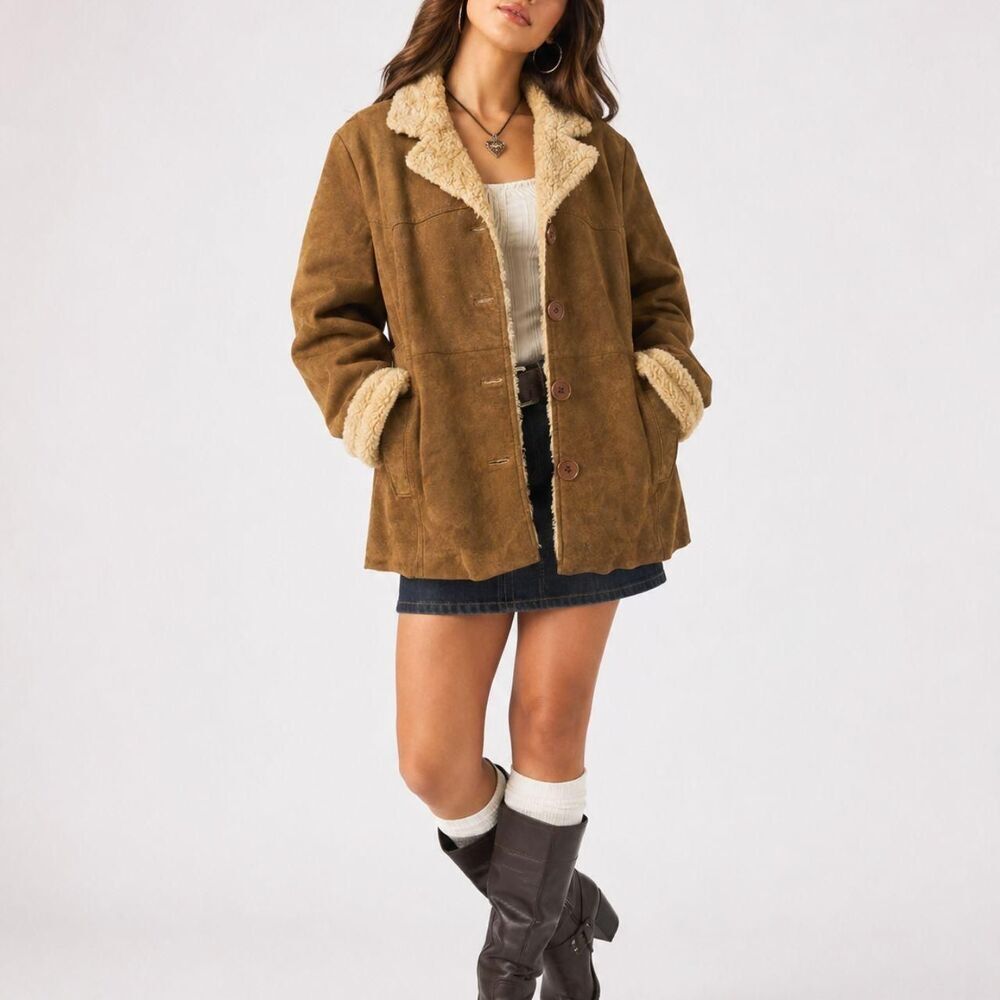 Mudd Jeans XL Brown Faux Suede Penny Lane Jacket Y2K Bratz Boho Coat XL